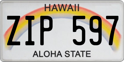 HI license plate ZIP597