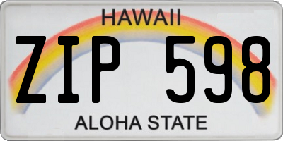 HI license plate ZIP598