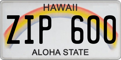 HI license plate ZIP600
