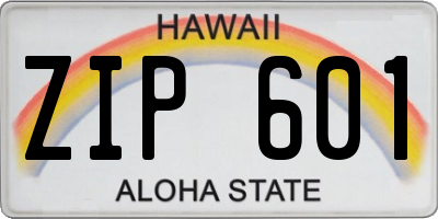 HI license plate ZIP601