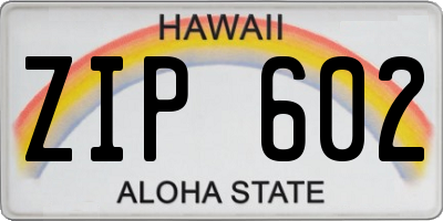 HI license plate ZIP602