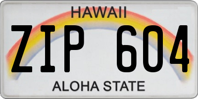 HI license plate ZIP604