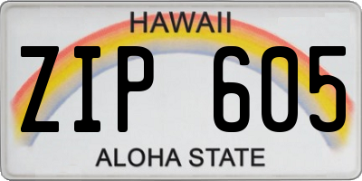 HI license plate ZIP605