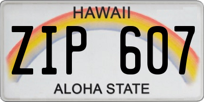 HI license plate ZIP607