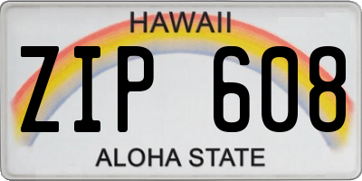HI license plate ZIP608