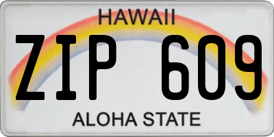 HI license plate ZIP609