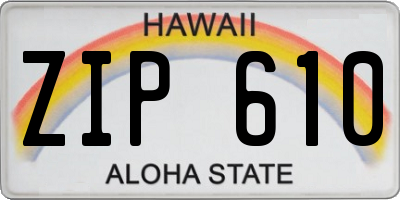 HI license plate ZIP610