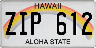 HI license plate ZIP612
