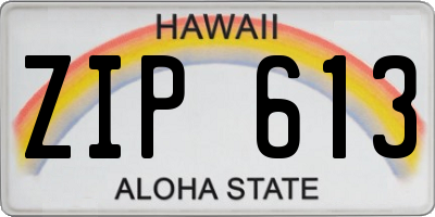 HI license plate ZIP613