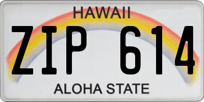 HI license plate ZIP614