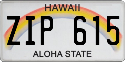 HI license plate ZIP615