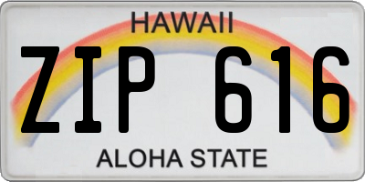 HI license plate ZIP616