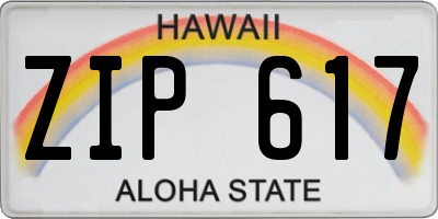 HI license plate ZIP617