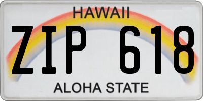 HI license plate ZIP618