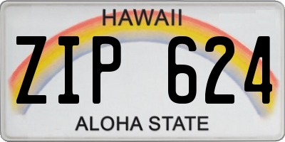 HI license plate ZIP624