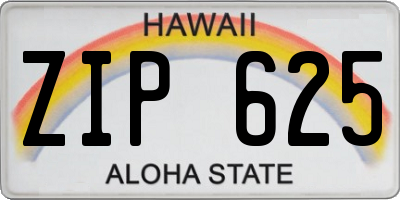 HI license plate ZIP625