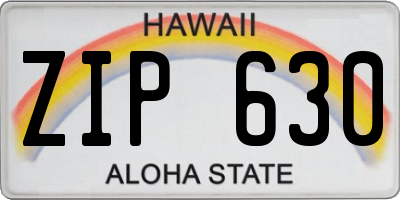 HI license plate ZIP630