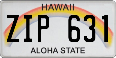 HI license plate ZIP631