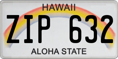 HI license plate ZIP632