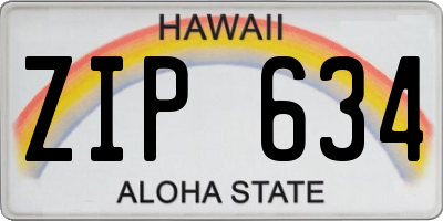 HI license plate ZIP634