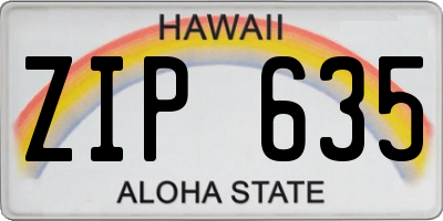 HI license plate ZIP635