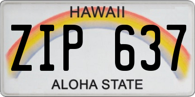 HI license plate ZIP637