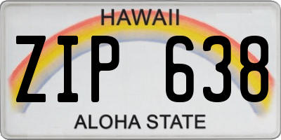HI license plate ZIP638