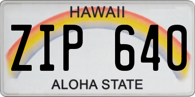 HI license plate ZIP640