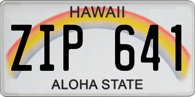 HI license plate ZIP641