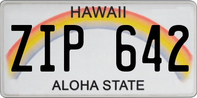 HI license plate ZIP642