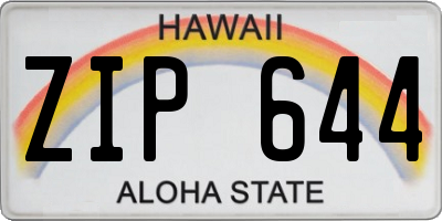 HI license plate ZIP644