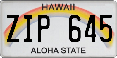 HI license plate ZIP645
