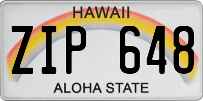 HI license plate ZIP648