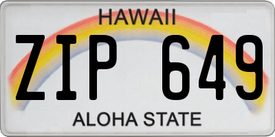 HI license plate ZIP649