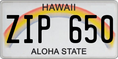 HI license plate ZIP650