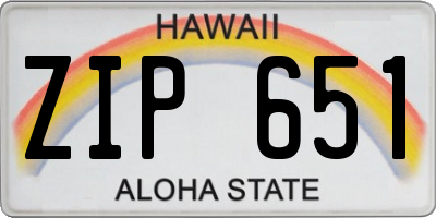 HI license plate ZIP651