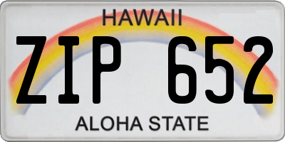 HI license plate ZIP652