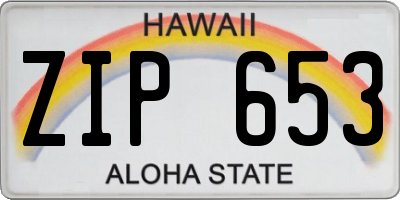HI license plate ZIP653