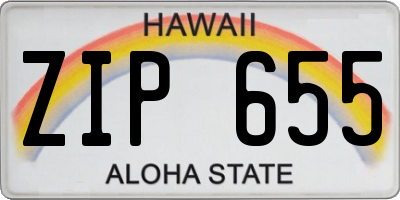 HI license plate ZIP655