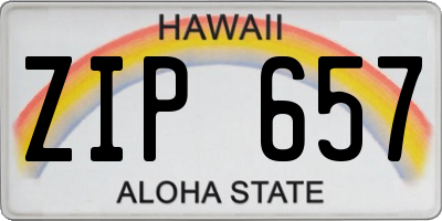 HI license plate ZIP657