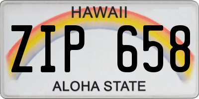 HI license plate ZIP658