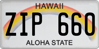HI license plate ZIP660