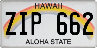 HI license plate ZIP662