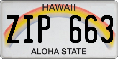 HI license plate ZIP663