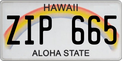 HI license plate ZIP665