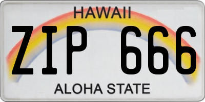 HI license plate ZIP666