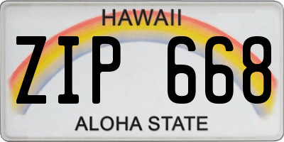 HI license plate ZIP668