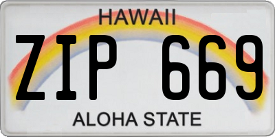HI license plate ZIP669