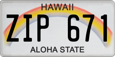 HI license plate ZIP671