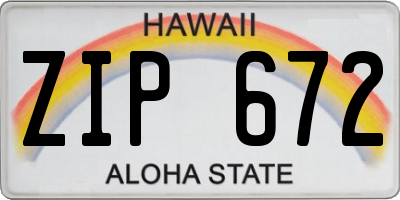 HI license plate ZIP672